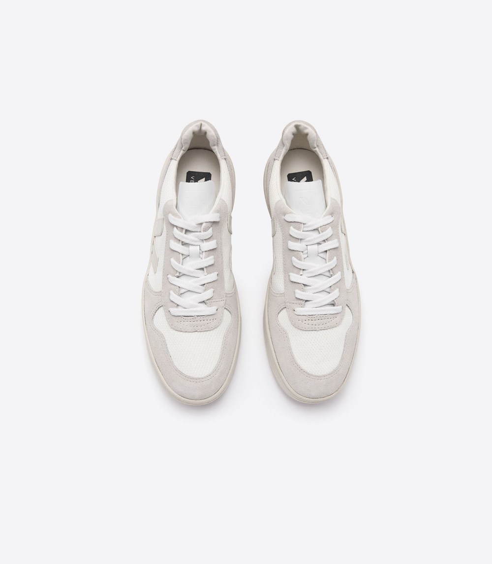 Veja Trainers Mens White/Beige - V-10 B-mesh - DUJL-31958